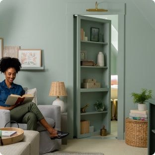 Sage green Flush Mount Bookcase Murphy Door®️.