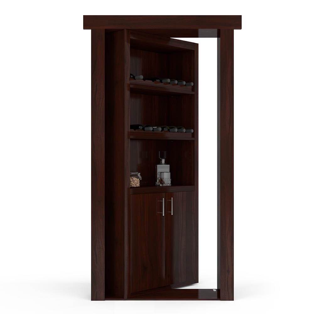 Hidden Flush Mount Walnut Wine Rack Door - Murphy Door, Inc.