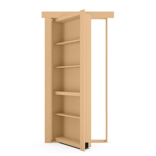 Hidden bookcase door opening to a concealed room
