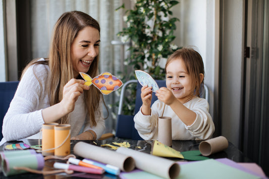 making crafts at home in an organized craft center