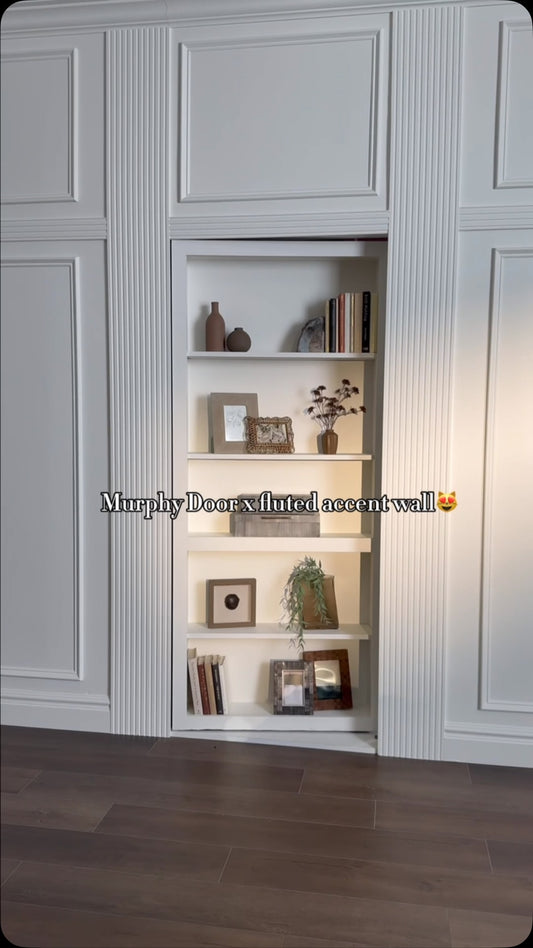 This accent wall with a Murphy door and it turned out so good! Would you ever do this in your home?