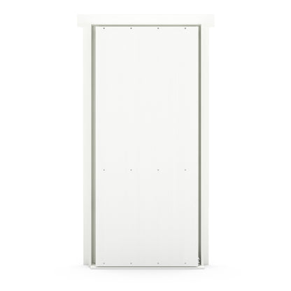 Murphy Door® white flush-mounted hidden door with silver trim and minimal design for seamless wall integration.