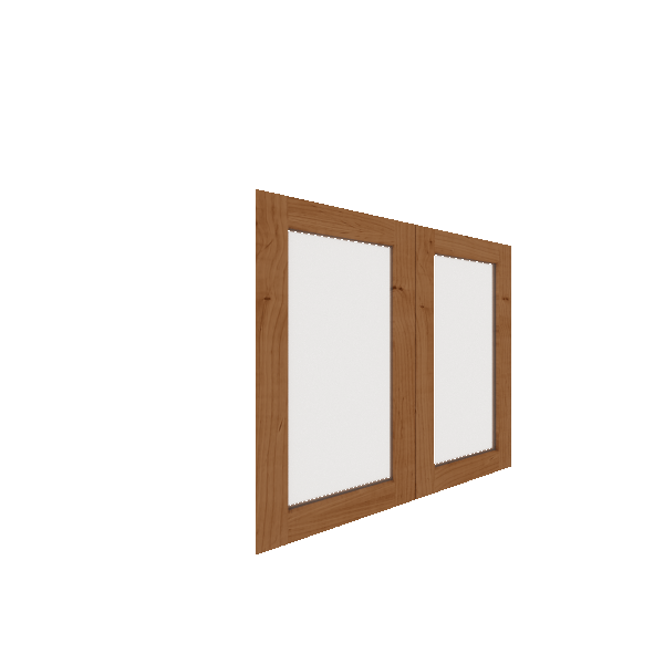 Lower Glass Panel Cabinet Door - Right (French Door) (Veneers) - Knotty Alder Veneer / Clear Stain