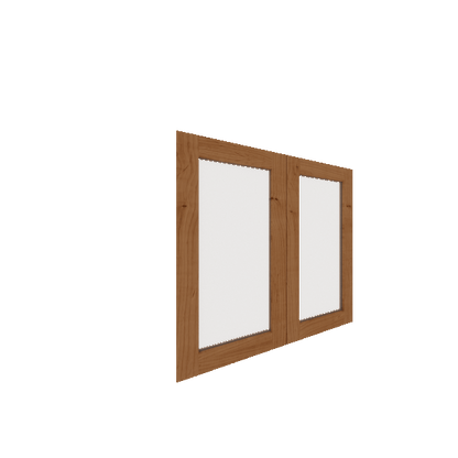 Lower Glass Panel Cabinet Door - Right (French Door) (Veneers) - Knotty Alder Veneer / Clear Stain