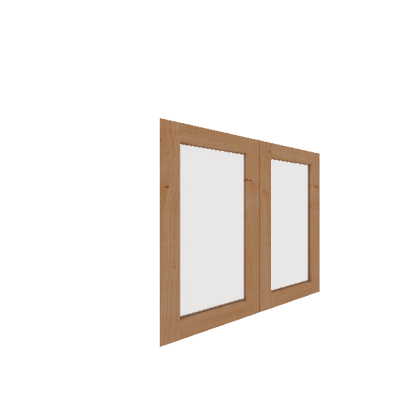 Lower Glass Panel Cabinet Door - Right (French Door) (Veneers) - Knotty Alder Veneer / Unfinished