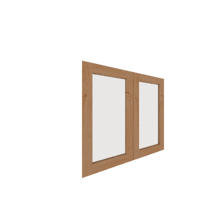 Lower Glass Panel Cabinet Door - Right (French Door) (Veneers) - Knotty Alder Veneer / Unfinished