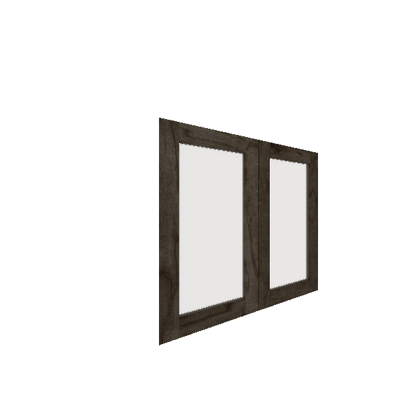 Lower Glass Panel Cabinet Door - Right (French Door) (Veneers) - Maple Veneer / Burnt Coal Stain