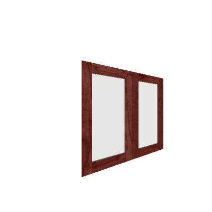 Lower Glass Panel Cabinet Door - Right (French Door) (Veneers) - Maple Veneer / Cherry Stain