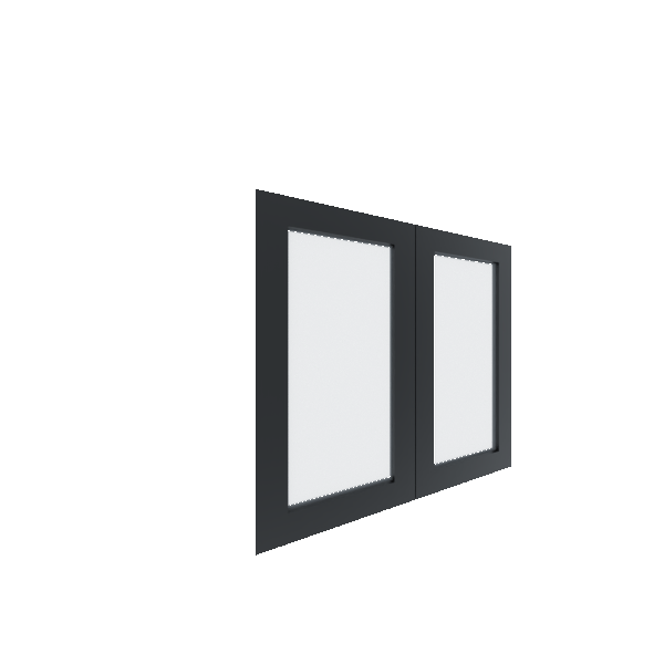 Lower Glass Panel Cabinet Door - Right (Paint Grade) (French Door) - Paint Grade / Black