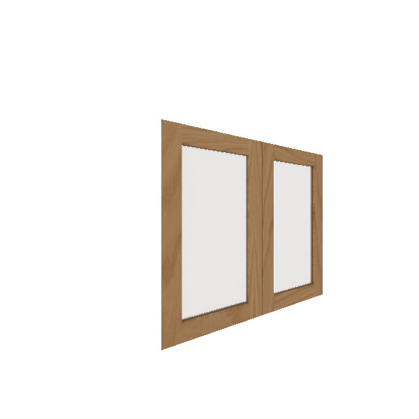 Lower Glass Panel Cabinet Door - Right (French Door) (Veneers) - Red Oak Veneer / Clear Stain