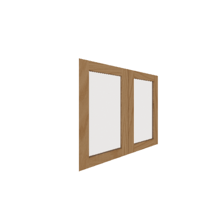 Lower Glass Panel Cabinet Door - Right (French Door) (Veneers) - Red Oak Veneer / Clear Stain