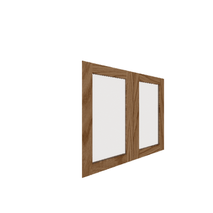 Lower Glass Panel Cabinet Door - Right (French Door) (Veneers) - Red Oak Veneer / Medium Stain
