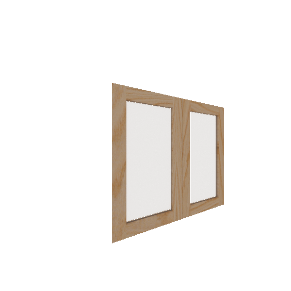 Lower Glass Panel Cabinet Door - Right (French Door) (Veneers) - Red Oak Veneer / Unfinished
