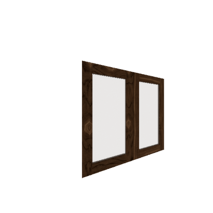 Lower Glass Panel Cabinet Door - Right (French Door) (Veneers) - Walnut Veneer / Burnt Coal Stain