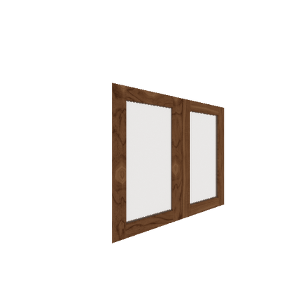 Lower Glass Panel Cabinet Door - Right (French Door) (Veneers) - Walnut Veneer / Clear Stain
