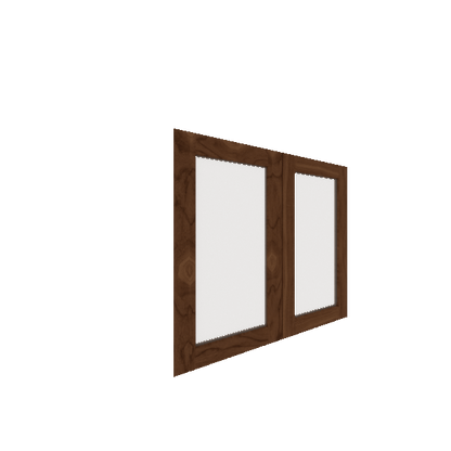 Lower Glass Panel Cabinet Door - Right (French Door) (Veneers) - Walnut Veneer / Medium Stain