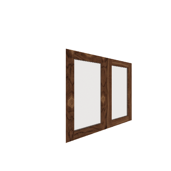 Lower Glass Panel Cabinet Door - Right (French Door) (Veneers) - Walnut Veneer / Unfinished
