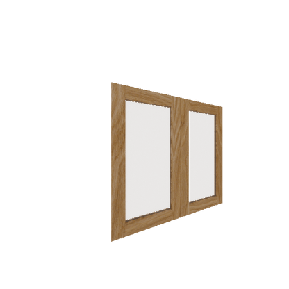 Lower Glass Panel Cabinet Door - Right (White Oak) (French Door) - White Oak Veneer / Unfinished