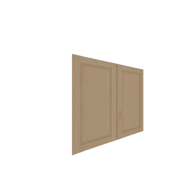 Lower Raised Panel Cabinet Door - Left (Veneers) (French Door) - Maple Veneer / Clear Stain