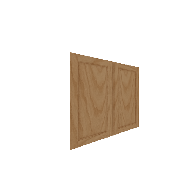 Lower Raised Panel Cabinet Door - Left (Veneers) (French Door) - Red Oak Veneer / Clear Stain