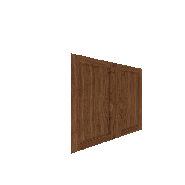 Lower Raised Panel Cabinet Door - Left (Veneers) (French Door) - Walnut Veneer / Clear Stain