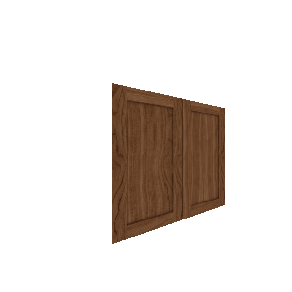 Lower Shaker Cabinet Door - Left (Veneers) (French Door) - Walnut Veneer / Clear Stain