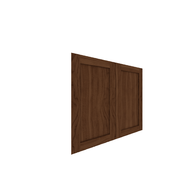Lower Shaker Cabinet Door - Left (Veneers) (French Door) - Walnut Veneer / Medium Stain