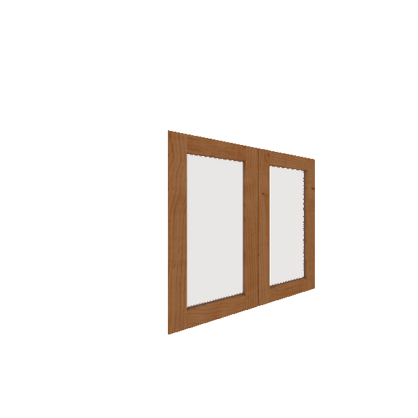 Lower Inset Glass Panel Cabinet Door - Left (French Door) (Veneers) - Knotty Alder Veneer / Clear Stain