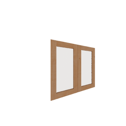 Lower Inset Glass Panel Cabinet Door - Left (French Door) (Veneers) - Knotty Alder Veneer / Unfinished