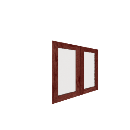 Lower Inset Glass Panel Cabinet Door - Left (French Door) (Veneers) - Maple Veneer / Cherry Stain