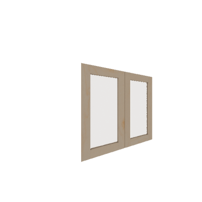 Lower Inset Glass Panel Cabinet Door - Left (French Door) (Veneers) - Maple Veneer / Unfinished