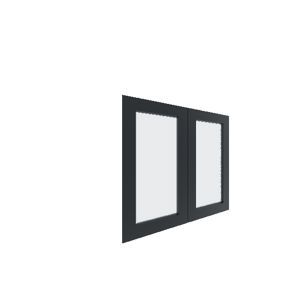 Lower Inset Glass Panel Cabinet Door - Left (Paint Grade) (French Door) - Paint Grade / Black