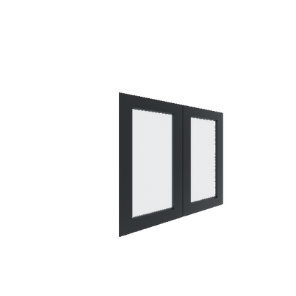Lower Inset Glass Panel Cabinet Door - Left (Paint Grade) (French Door) - Paint Grade / Black