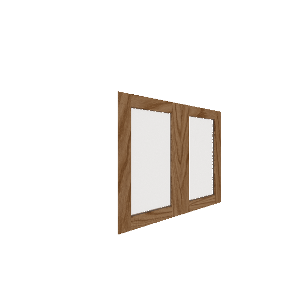 Lower Inset Glass Panel Cabinet Door - Left (French Door) (Veneers) - Red Oak Veneer / Medium Stain