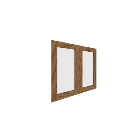 Lower Inset Glass Panel Cabinet Door - Left (French Door) (Veneers) - Red Oak Veneer / Medium Stain