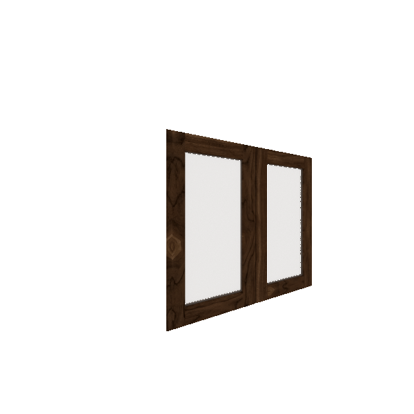 Lower Inset Glass Panel Cabinet Door - Left (French Door) (Veneers) - Walnut Veneer / Burnt Coal Stain
