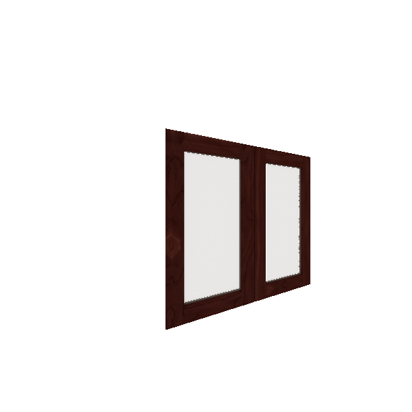 Lower Inset Glass Panel Cabinet Door - Left (French Door) (Veneers) - Walnut Veneer / Cherry Stain