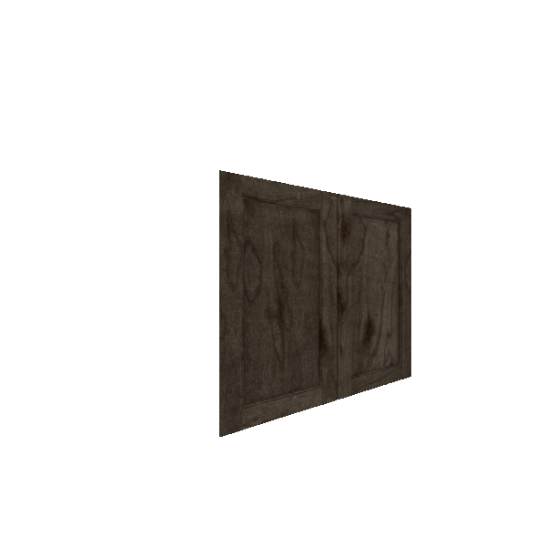 Lower Inset Raised Panel Cabinet Door - Right (French Door) (Veneers) - Maple Veneer / Burnt Coal Stain