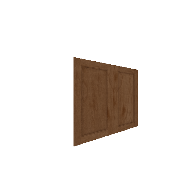 Lower Inset Raised Panel Cabinet Door - Right (French Door) (Veneers) - Maple Veneer / Medium Stain