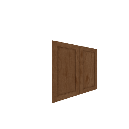 Lower Inset Raised Panel Cabinet Door - Right (French Door) (Veneers) - Maple Veneer / Medium Stain