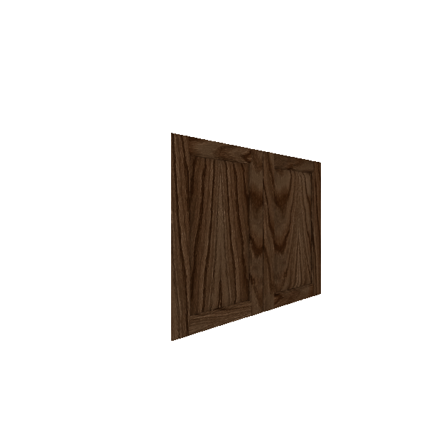 Lower Inset Raised Panel Cabinet Door - Right (French Door) (Veneers) - Red Oak Veneer / Burnt Coal Stain