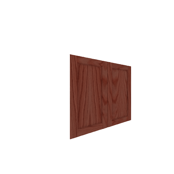 Lower Inset Raised Panel Cabinet Door - Right (French Door) (Veneers) - Red Oak Veneer / Cherry Stain