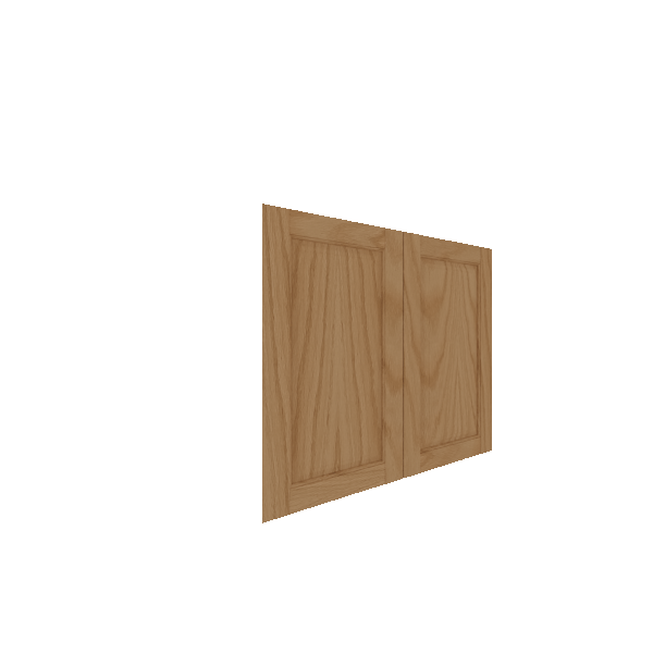 Lower Inset Raised Panel Cabinet Door - Right (French Door) (Veneers) - Red Oak Veneer / Clear Stain