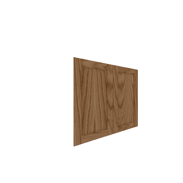 Lower Inset Raised Panel Cabinet Door - Right (French Door) (Veneers) - Red Oak Veneer / Medium Stain