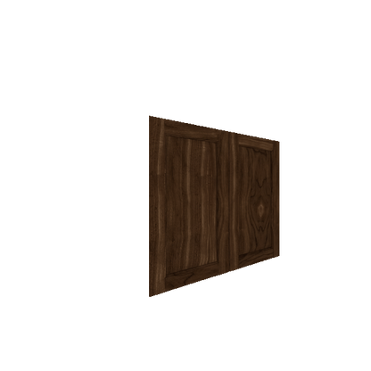Lower Inset Raised Panel Cabinet Door - Right (French Door) (Veneers) - Walnut Veneer / Burnt Coal Stain