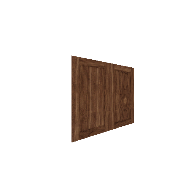 Lower Inset Raised Panel Cabinet Door - Right (French Door) (Veneers) - Walnut Veneer / Unfinished