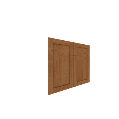 Lower Inset Shaker Cabinet Door - Left (French Door) (Veneers) - Knotty Alder Veneer / Clear Stain