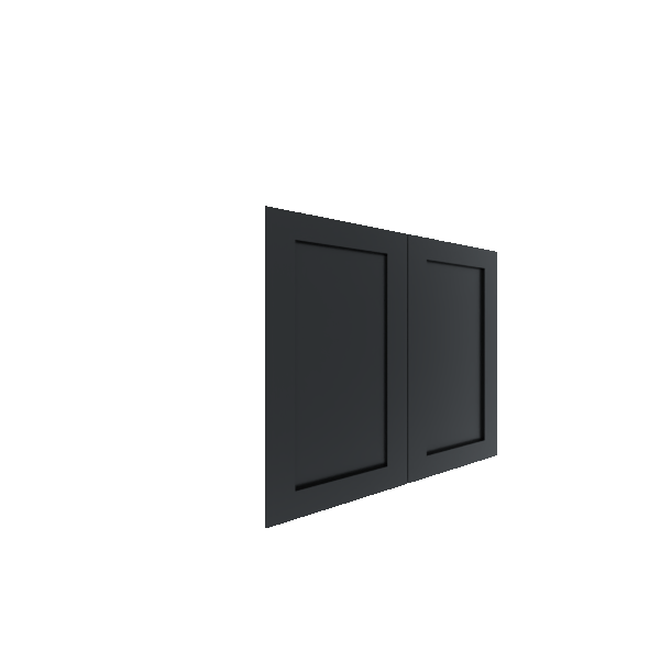 Lower Inset Shaker Cabinet Door - Left (French Door) (Paint Grade) - Paint Grade / Black