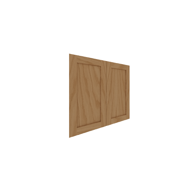 Lower Inset Shaker Cabinet Door - Right (French Door) (Veneers) - Red Oak Veneer / Clear Stain