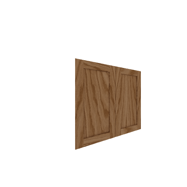 Lower Inset Shaker Cabinet Door - Left (French Door) (Veneers) - Red Oak Veneer / Medium Stain
